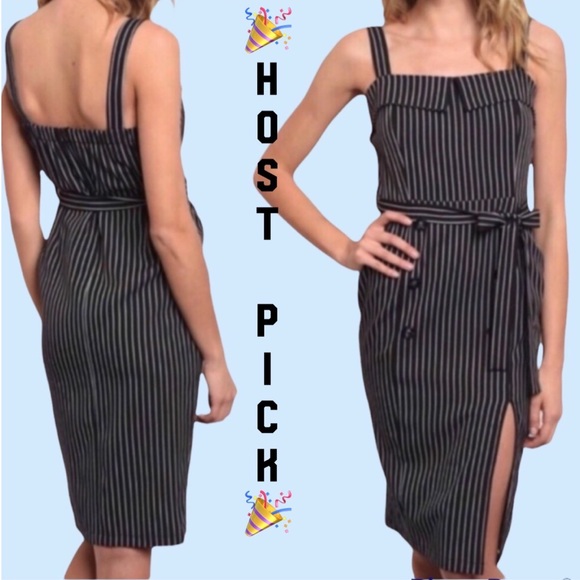 Dresses & Skirts - ❌DONATED❌Black White Stripe Tie Waist Dress